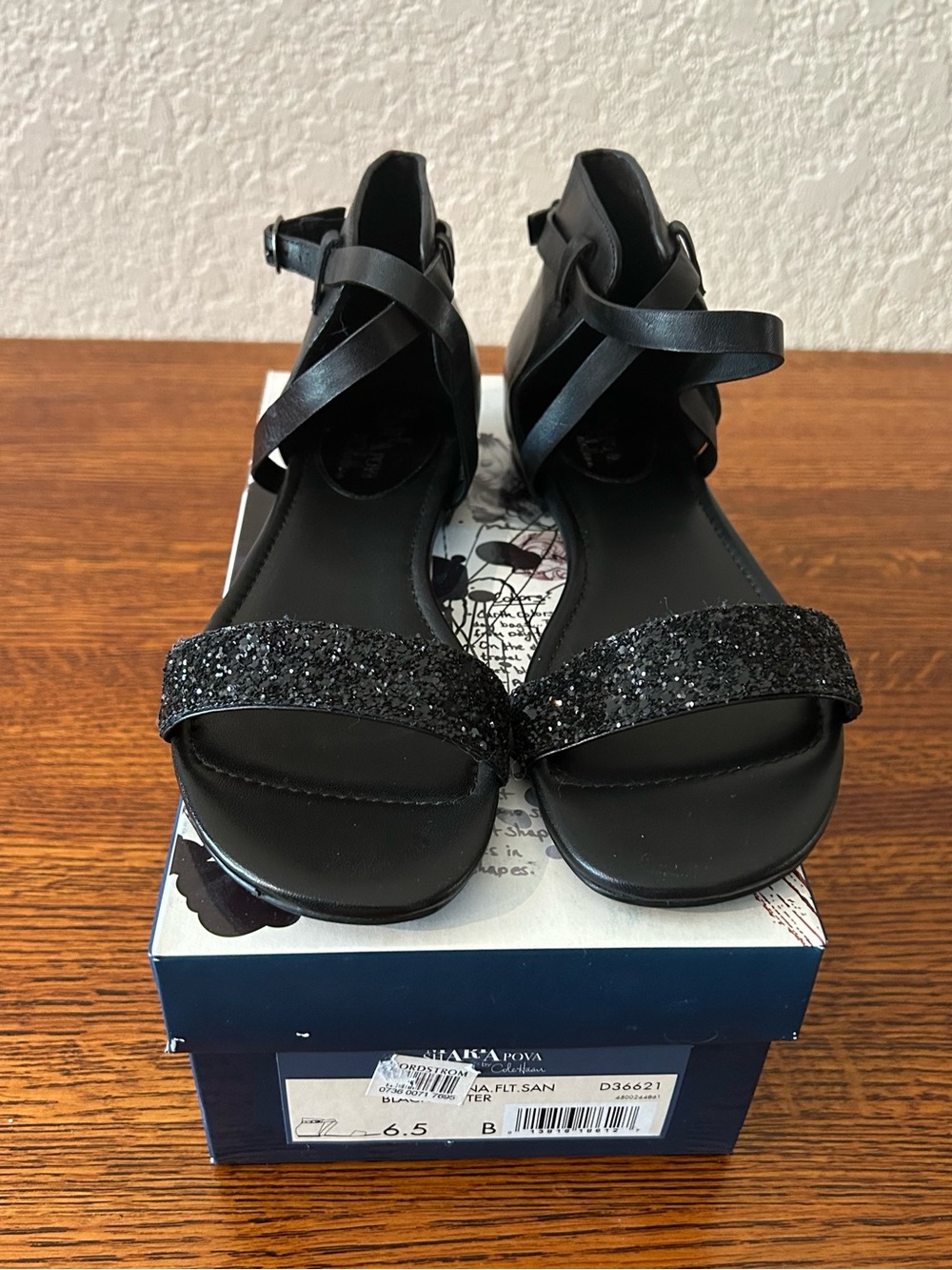 Maria Sharapova x Cole Haan Black Glitter Strap Women's Sandals